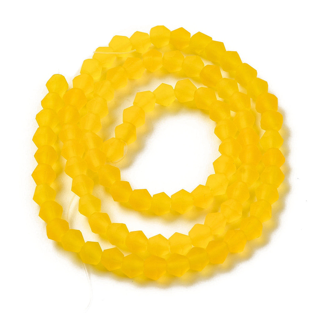 Gold Imitate Austrian Crystal Frosted Glass Beads Grade AA - Faceted Bicone - 6x6mm - Appx 45 per strand