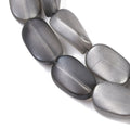 Grey  Frosted Electroplate Glass - Oval - 14x9x4.5mm