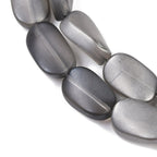Grey  Frosted Electroplate Glass - Oval - 14x9x4.5mm
