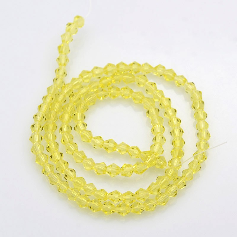 Yellow Glass Beads Faceted Bicone
