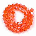 Coral Pearl Luster Plated Electroplate Glass Beads - Faceted Bicone - 6x5.5-6mm - Appx 44 per strand