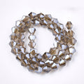 Dark Khaki  Pearl Luster Plated Electroplate Glass Beads - Faceted Bicone - 6x5.5-6mm - Appx 44 per strand