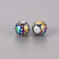 Multi-color Plated Electroplate Glass Beads - Round with Dots Pattern - 10mm - 10 per bag