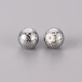 Platinum Plated Electroplate Glass Beads - Round with Pattern - 10mm - 10 per bag