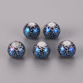 Blue Plated Electroplate Glass Beads - Round with Pattern - 10mm - 10 per bag