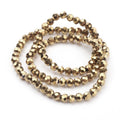 Golden Plated Electroplate Glass Bead Strands - Faceted Round - 4mm - Appx 100 per strand