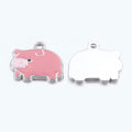 Zinc Platinum Alloy Pale Violet Red Enamel Pendant - Lead and Cadmium Free - Cartoon Piggy - 19.4x18.4mm - 4 per bag
