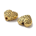 Antique Golden Tibetan Style Alloy Heart Beads