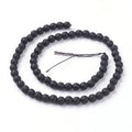 Synthetic Black Frosted Stone Beads  - Faceted Round - 6mm - 62 per strand