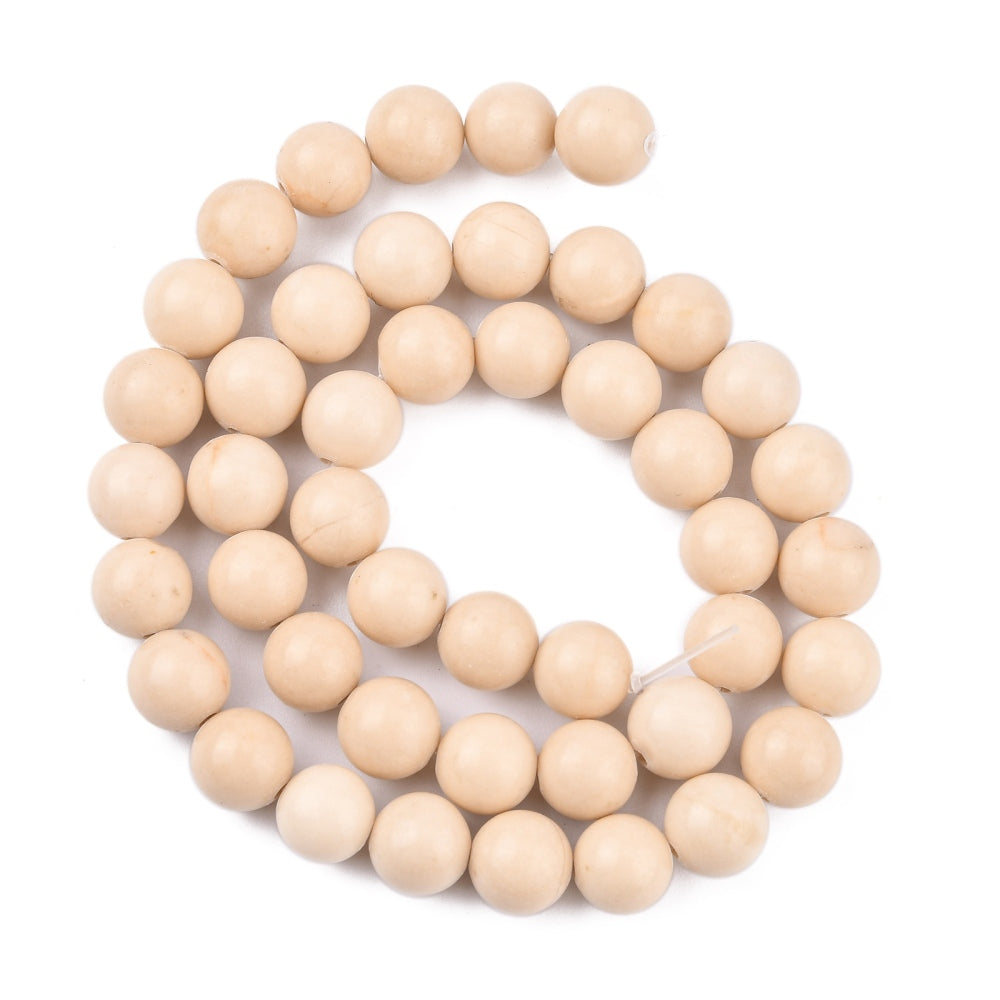 Natural Fossil - Round - 8mm - Appx 45 per strand