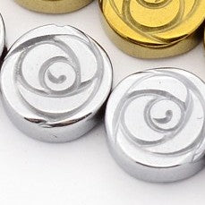 Electroplate Non-magnetic Hematite Beads - Rose - 8x3mm - 5 per bag