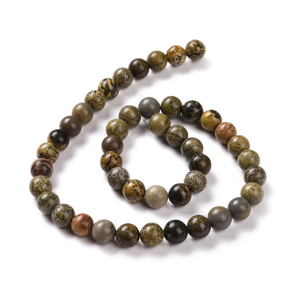 Natural Dendritic Jasper Beads - Round - 8mm - 15 per bag