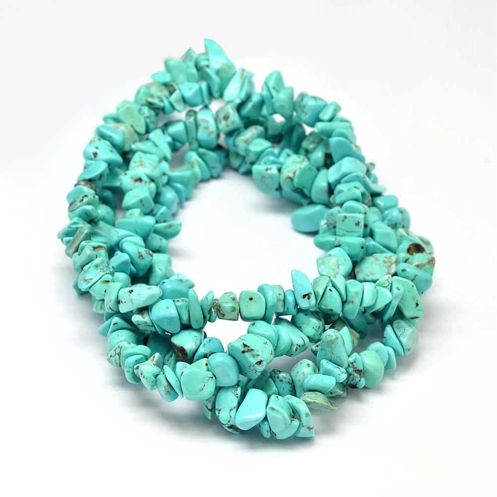 Dyed Dark Turquoise Natural Magnesite Chips - 5-14x5-10mm -  10 grams per bag