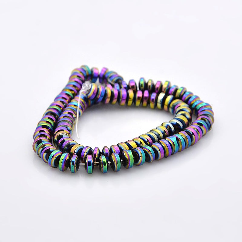 Multi-color Plated Non-magnetic Hematite Beads - Grade AAA -  Rondelle -  6x2.5mm - Appx  89 per strand