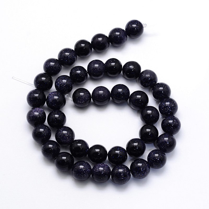 Synthetic Blue Goldstone Beads - Round - 6mm