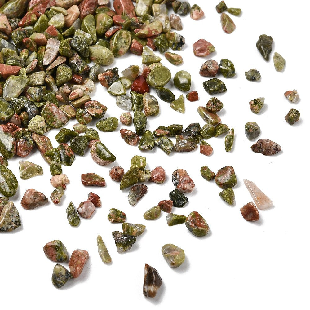 Natural Unakite Chip - No Hole/Undrilled - 2-8x2-4mm - 20 grams per bag