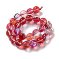 Dark red synthetic moonstone round beads, 8mm