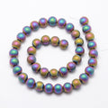 Multi-color Plated Electroplate Non-magnetic Matte Hematite Beads Strands- Round - 6mm - Appx 70 per strand