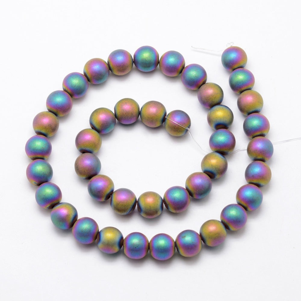 Multi-color Plated Electroplate Non-magnetic Matte Hematite Beads Strands- Round - 6mm - Appx 70 per strand