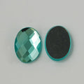 Sky Blue Electroplate Glass Cabochons - Flat Back & Back Plated - Faceted Oval - 14x10x4mm - 10 per bag