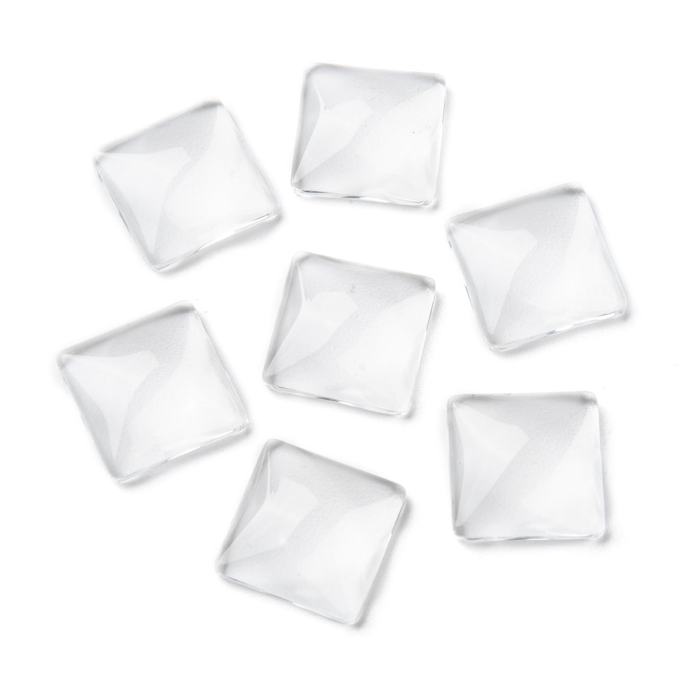 Transparent Glass Square Cabochons - 15x15x5mm - 5 per bag