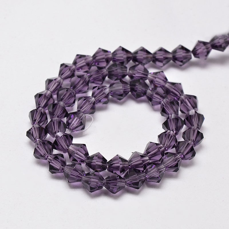 Purple Imitate Austrian Crystal Glass Beads - Grade AA - Faceted Bicone - 4x4mm - Appx 82 per strand