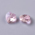 Pink Transparent Glass Beads - Faceted Heart -10x10x7mm - 10 per bag