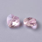 Pink Transparent Glass Beads - Faceted Heart