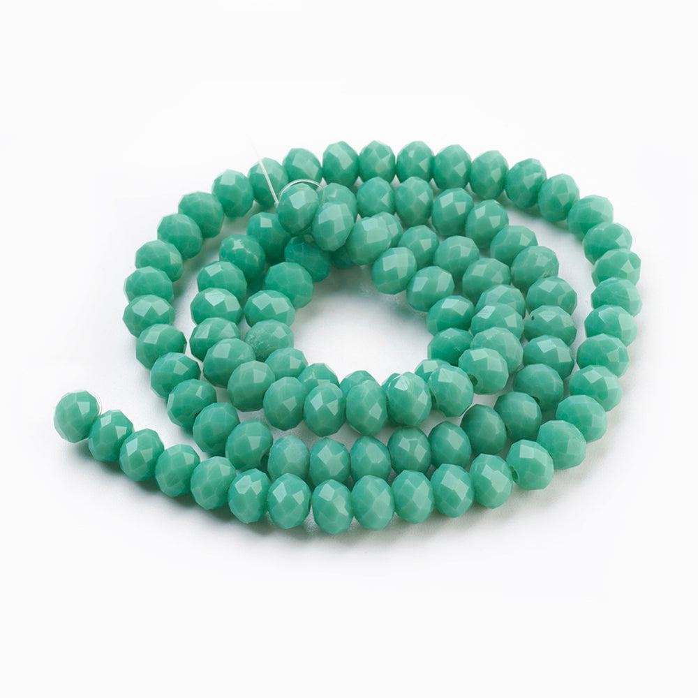 Medium Aquamarine Glass Beads - Faceted Rondelle - 6x4-5mm - Appx 88 per strand