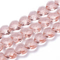 Dark Salmon Transparent Glass Bead - Faceted Heart -14x14x8.5mm - 4 per bag
