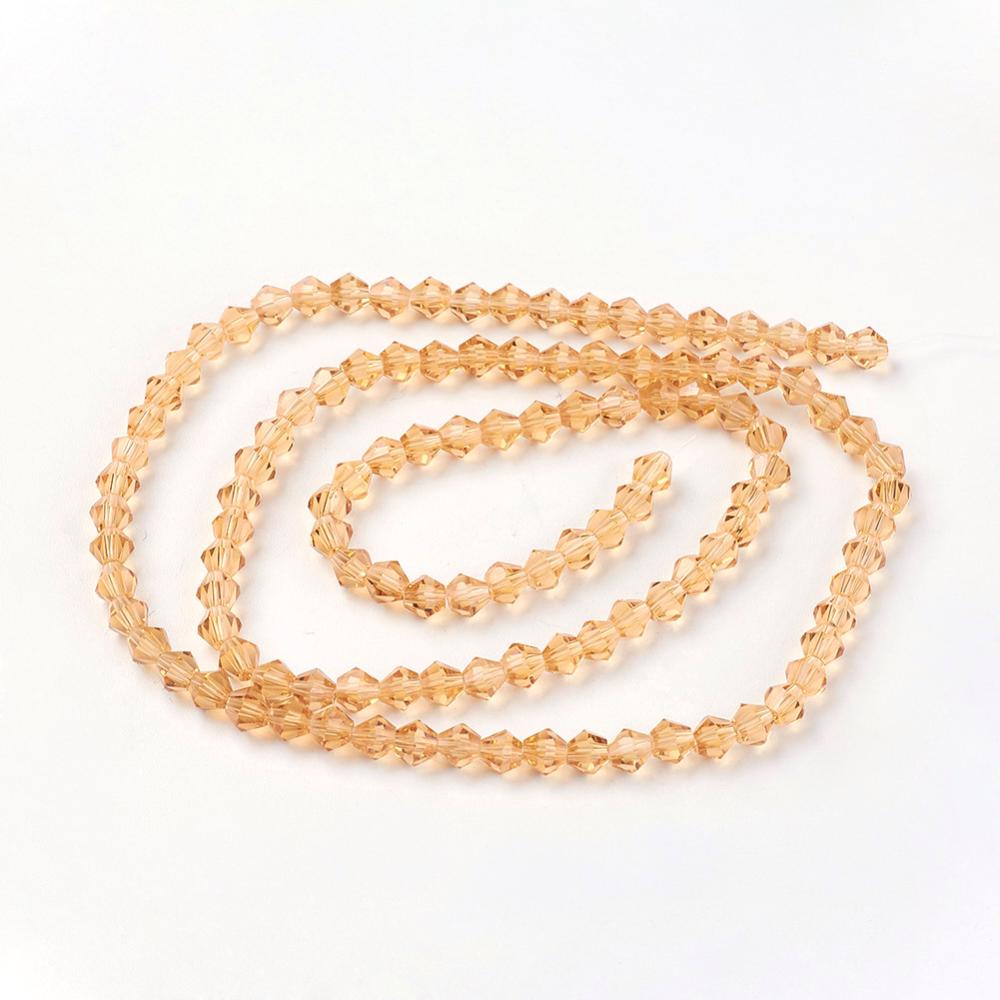 Sandy Brown Imitation Austrian Crystal Glass Beads - Faceted Bicone - 4x4mm - Appx 82 per strand