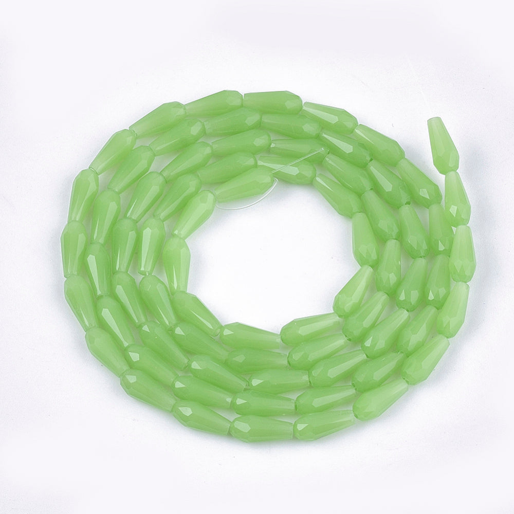 Opaque Glass Beads - Faceted Teardrop - 9-10x4mm - Appx 70 per strand