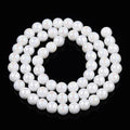 White AB Electroplate Opaque Glass Beads - Round - 6-6.5mm - Appx 67 per strand