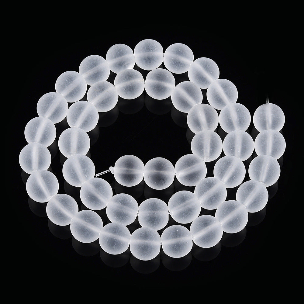 Clear Transparent Frosted Glass Beads Round