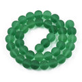 Sea Green Transparent Frosted Glass Beads - Round - 9.5-10mm - Appx 41 per strand