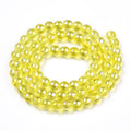 Yellow AB Electroplate Transparent Glass Beads - Round - 6-6.5mm - Appx 67 per strand