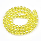 Yellow AB Electroplate Transparent Glass Beads Round