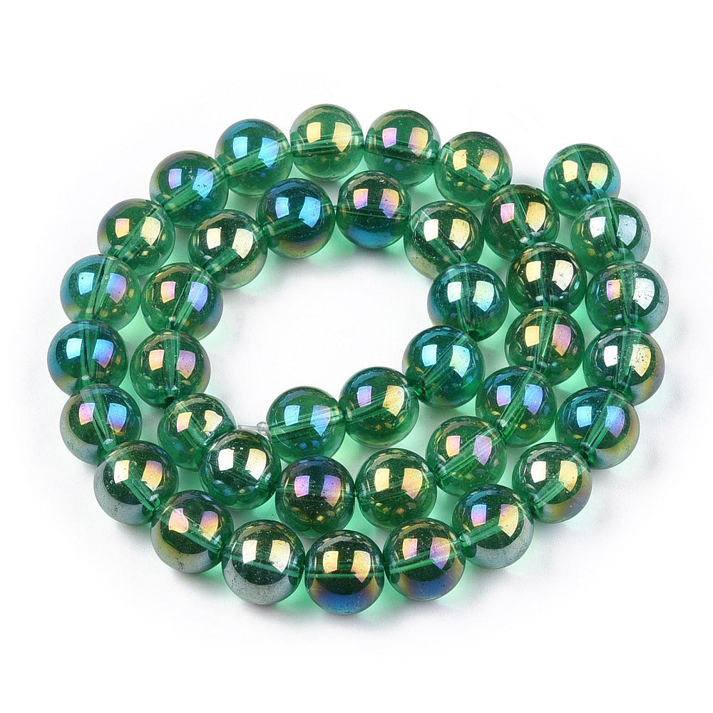 Sea Green AB Electroplate Transparent Glass Beads - Round- 6-6.5mm -Appx 67 per strand