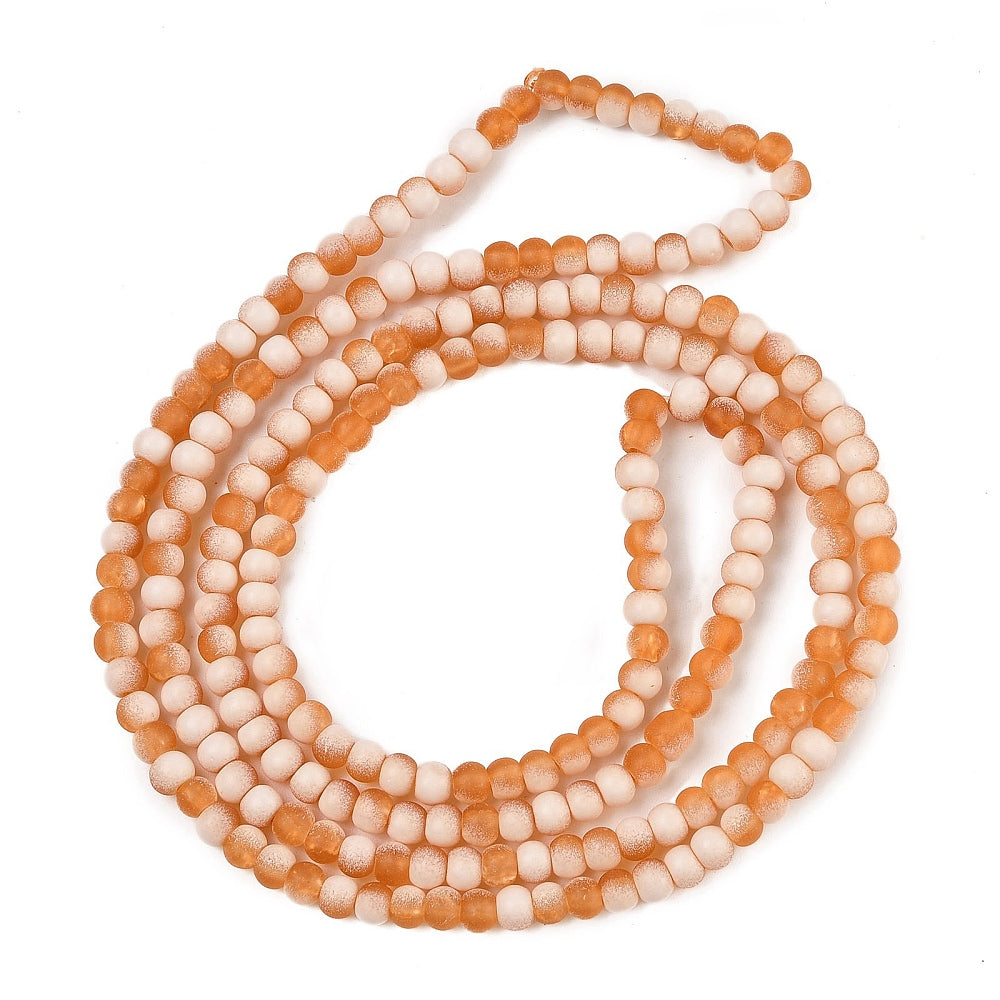 Dark Orange Frosted Crackle Glass Beads - Rondelle - 4.5x3.5mm - Appx 222 per strand
