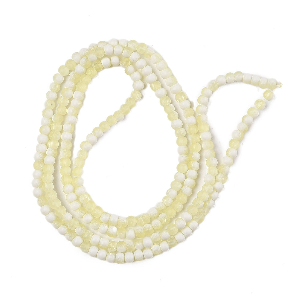 Light Goldenrod Yellow Frosted Crackle Glass Beads - Rondelle