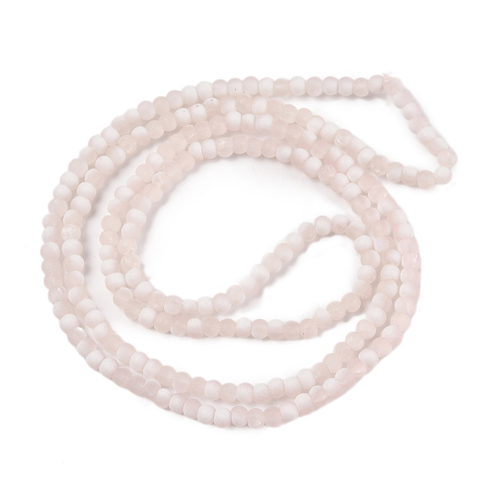 Misty Rose Frosted Crackle Glass Beads - Rondelle - 4.5x3.5mm - Appx 222 per strand
