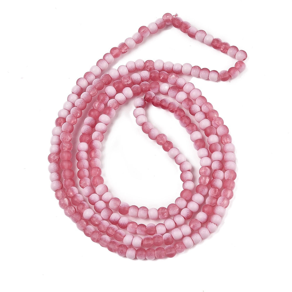 Violet Red Frosted Crackle Glass Beads - Rondelle - 4.5x3.5mm - Appx 222 per strand