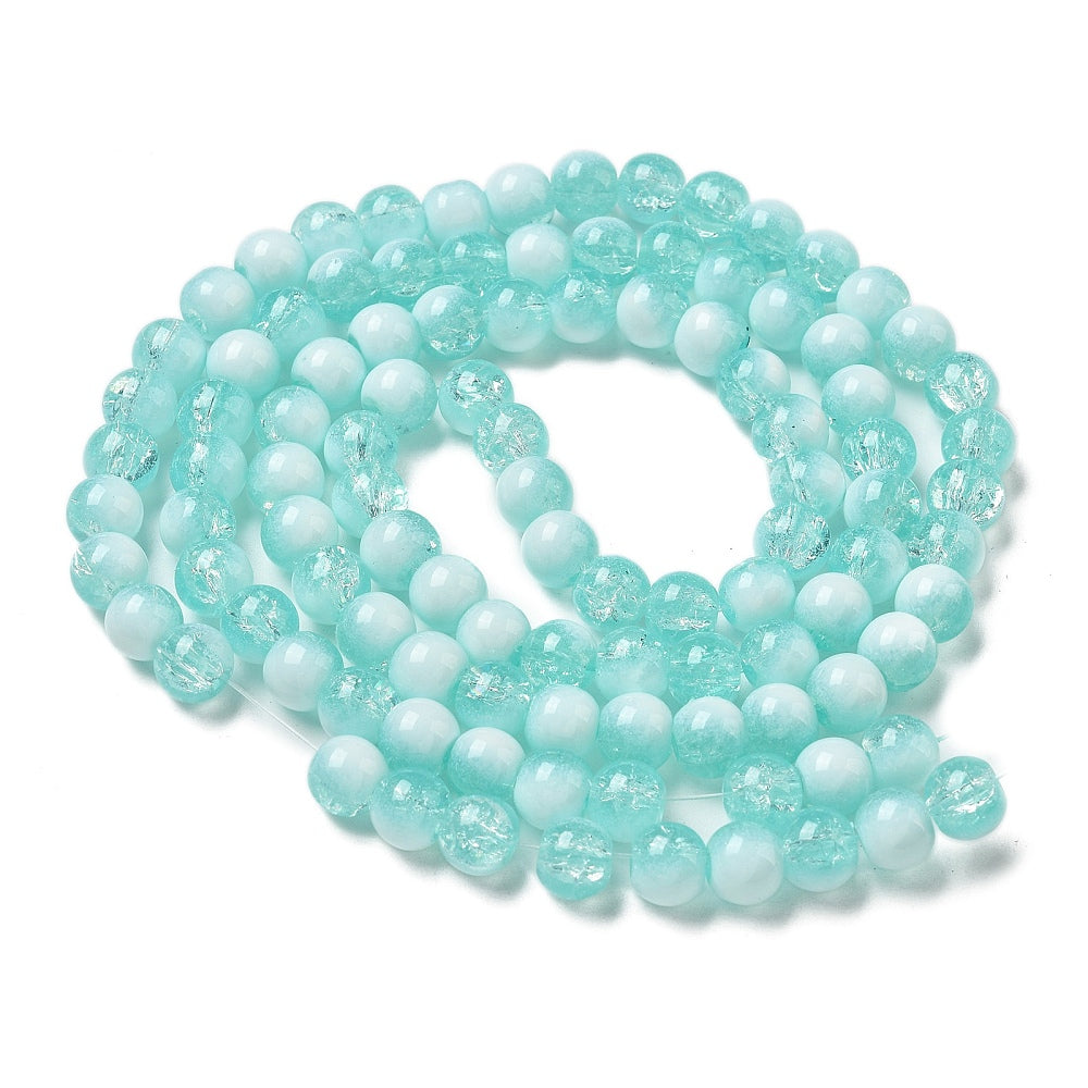 Turquoise Crackle Glass Beads - Rondelle - 8mm - Appx 108 per strand