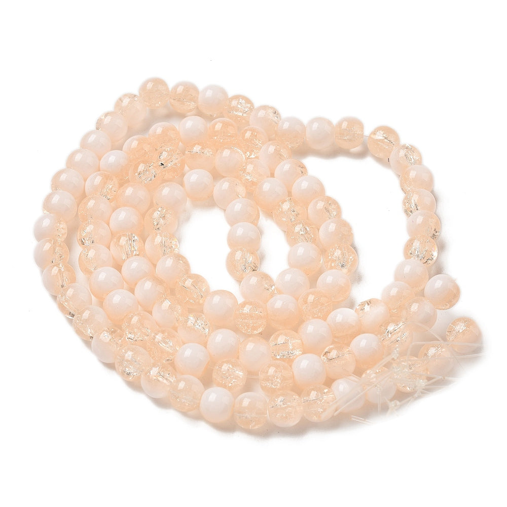 Moccasin Crackle Glass Beads - Rondelle - 8mm - Appx 108 per strand