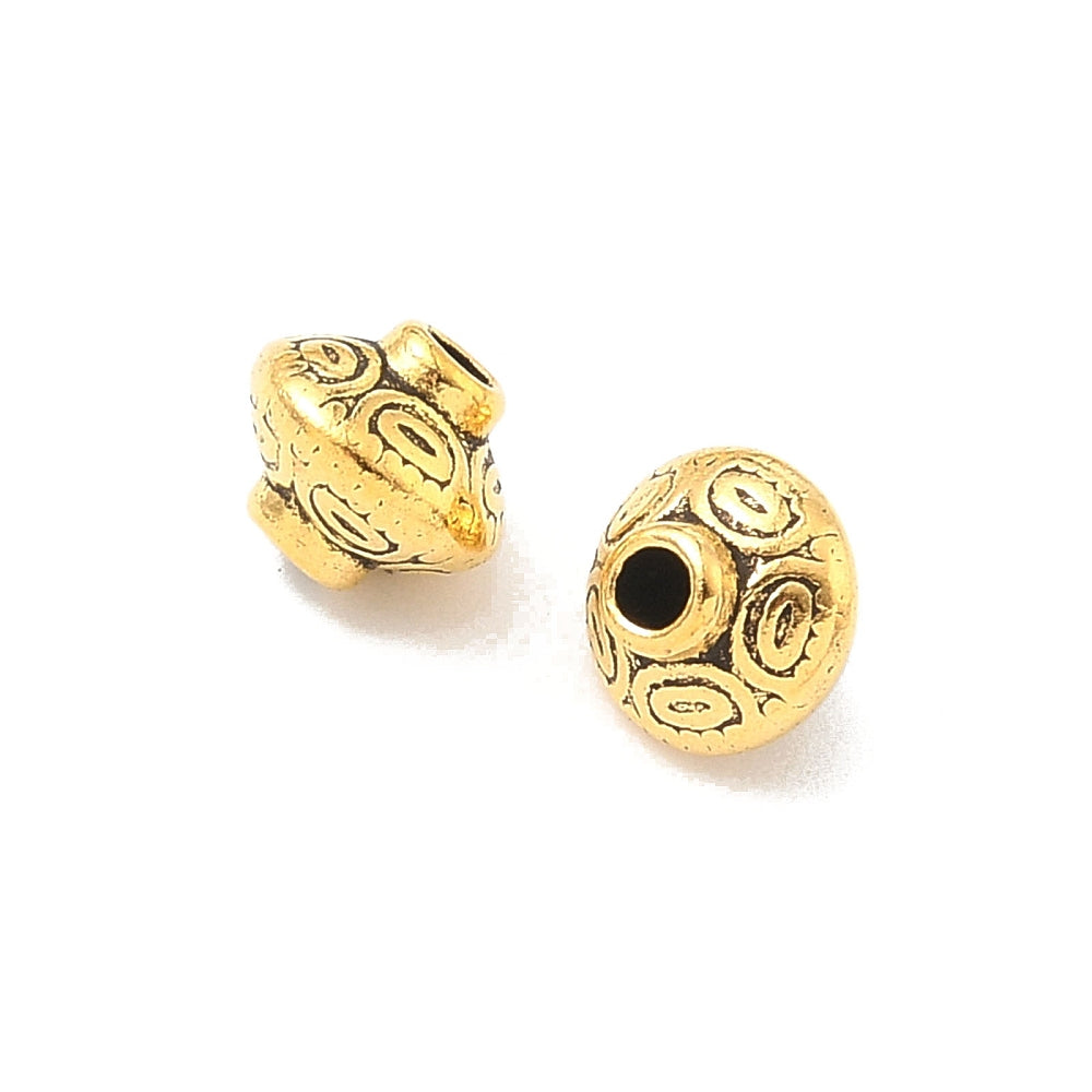 Antique Golden Tibetan Style Alloy Spacer Bead - Lead & Cadmium Free - 5.4x6.3mm - 20 per bag