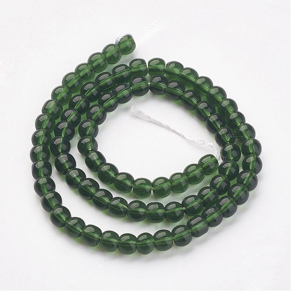 Green Glass - Round - 4mm - Appx 80 per strand