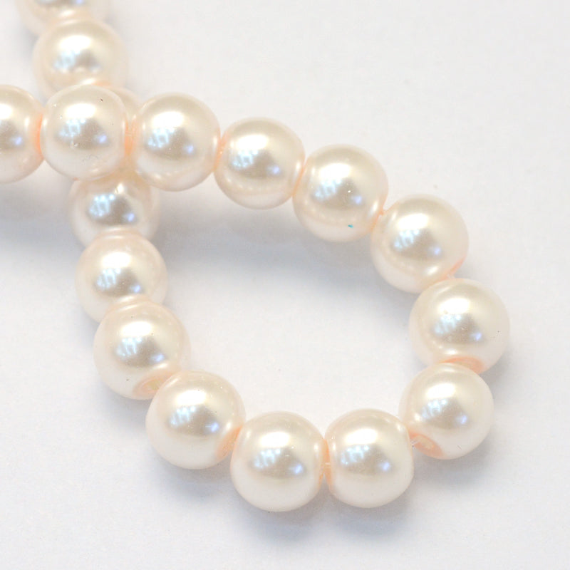 Antique White Glass Pearl -  Round - 4mm - Appx 210 per strand
