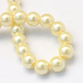 Lemon Chiffon Glass Pearl - Round - 8mm - 25 per bag