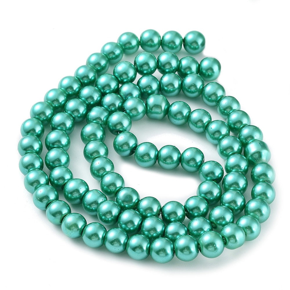 Light Sea Green Glass Pearl - Round - 10mm - Appx 87 per strand