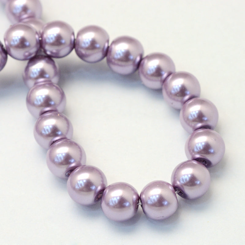 Plum Glass Pearl - Round - 8mm - Appx 108 per strand